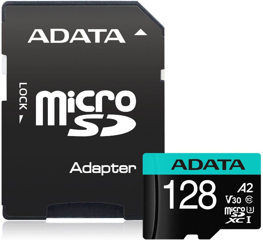 Флеш карта microSDXC 128Gb Class10 A-Data AUSDX128GUI3V30SA2-RA1 Premier Pro + adapter