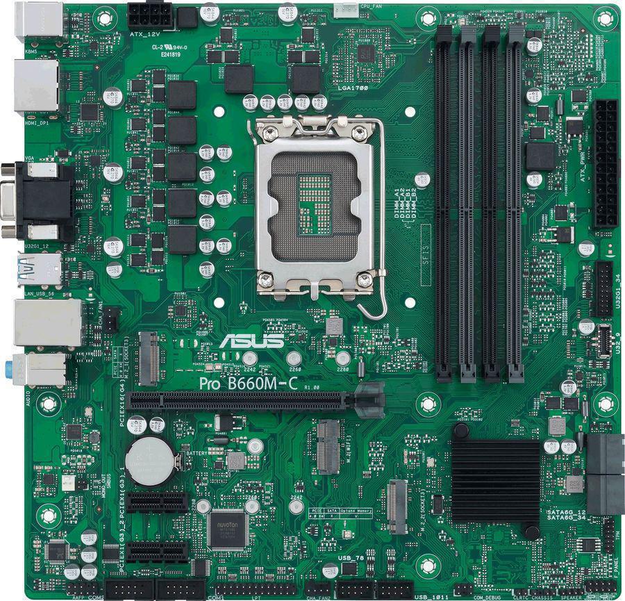 Материнская плата Asus PRO B660M-C-CSM Soc-1700 Intel B660 4xDDR5 mATX AC`97 8ch(7.1) GbLAN RAID+VGA+HDMI+DP