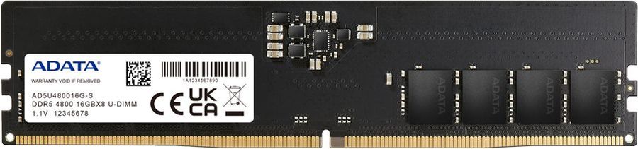 Память DDR5 16Gb 4800MHz A-Data AD5U480016G-S RTL PC4-25600 CL40 DIMM 288-pin 1.1В single rank