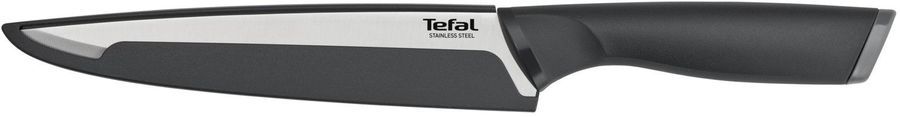 Нож кухонный Tefal K2213704 (2100121731) стальной универсальный лезв.200мм прямая заточка серебристый/черный пласт.коробка