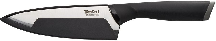 Нож кухонный Tefal K2213104 (2100121736) стальной шеф лезв.150мм прямая заточка серебристый/черный пласт.коробка