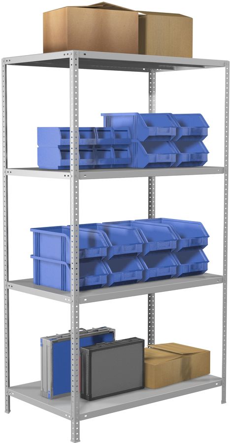 Стеллаж Практик MS Standart 120/60x20/4 пол.:4 единая 1200x600x200мм серый (S24199132402)