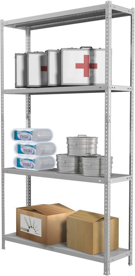 Стеллаж Практик MS Standart 150KD/75x40/4 пол.:4 разборная 1500x750x400мм серый (S24099024402)