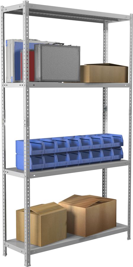 Стеллаж Практик MS Standart 200KD/100x30/4 пол.:4 разборная 2000x1000x300мм серый (S24099243402)