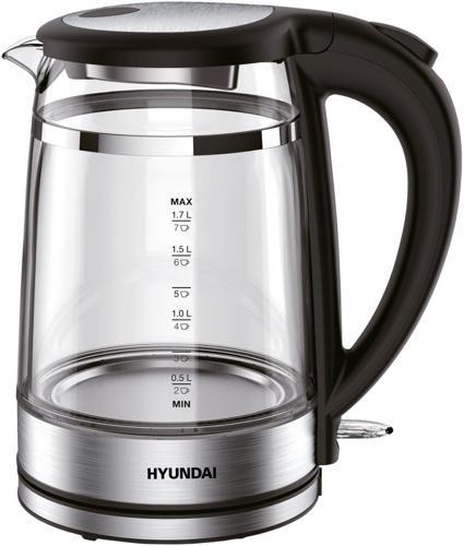 Чайник электрический Hyundai HYK-G3036 1.7л. 2200Вт черный/прозрачный корпус: стекло/пластик