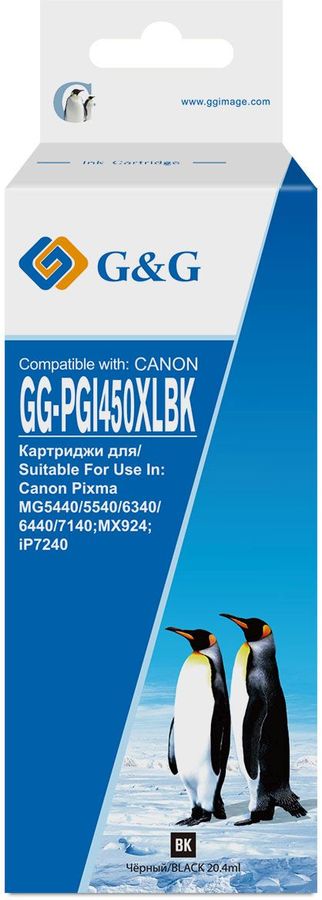 Картридж струйный G&G GG-PGI450XLBK черный (20.4мл) для Canon MG6340/5440/IP7240