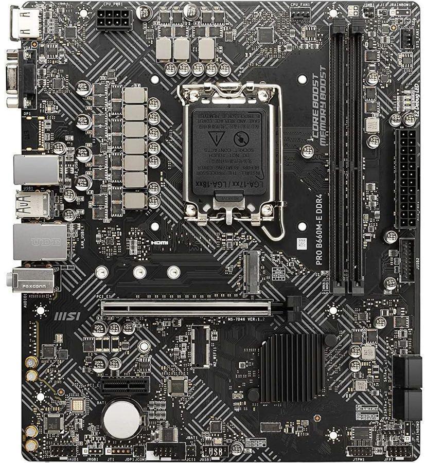 Материнская плата MSI PRO B660M-E DDR4 Soc-1700 Intel B660 2xDDR4 mATX AC`97 8ch(7.1) GbLAN+VGA+HDMI