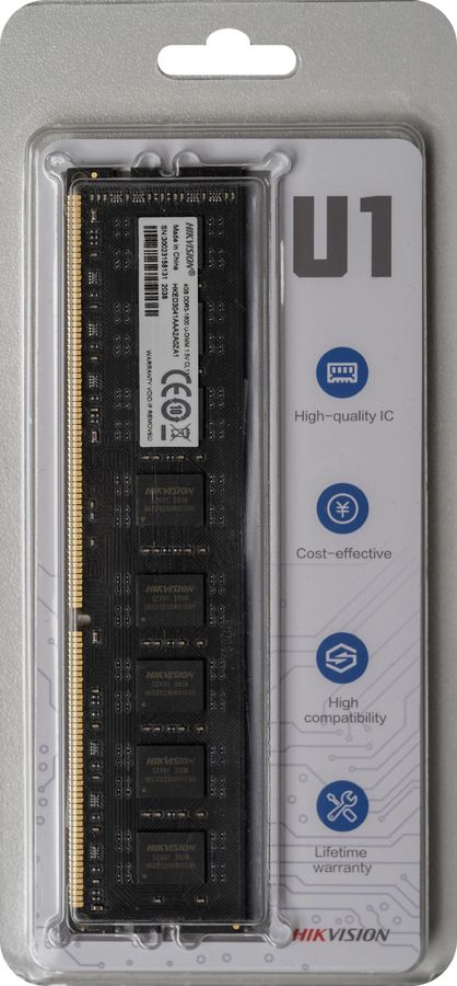 Память DDR3 4Gb 1600MHz Hikvision HKED3041AAA2A0ZA1/4G RTL PC3-12800 CL11 DIMM 240-pin 1.5В