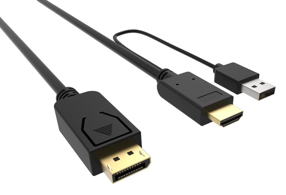 Кабель аудио-видео Buro HDMI (m)/DisplayPort (m) 2м. позолоч.конт. черный (HDMI-DP-2M)