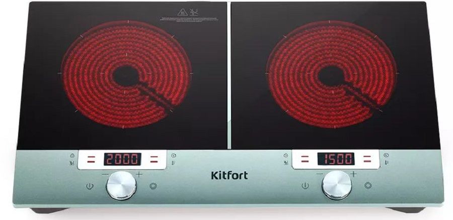 Плита Инфракрасная Kitfort КТ-155 черный/серебристый стеклокерамика (настольная)