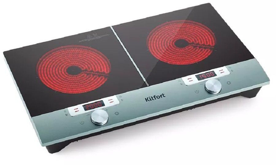 Плита Инфракрасная Kitfort КТ-155 черный/серебристый стеклокерамика (настольная)