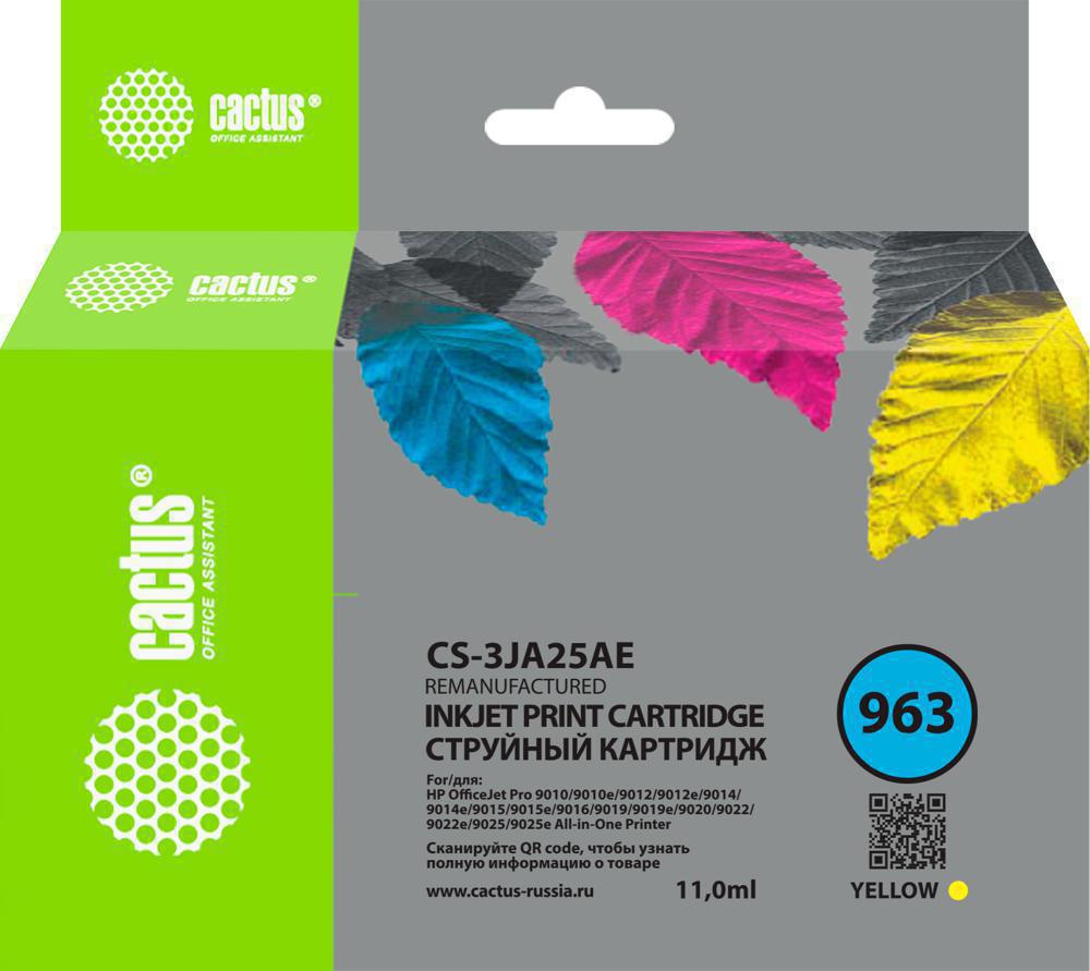 Картридж струйный Cactus CS-3JA25AE 963 желт.пигм. (11мл) для HP OfficeJet 9010/9012/9013/9014/9015/9016/9019/9020/9025
