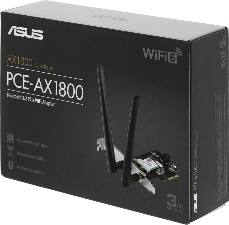 Сетевой адаптер Wi-Fi + Bluetooth Asus PCE-AX1800 AX1800 PCI Express (ант.внеш.съем) 2ант.
