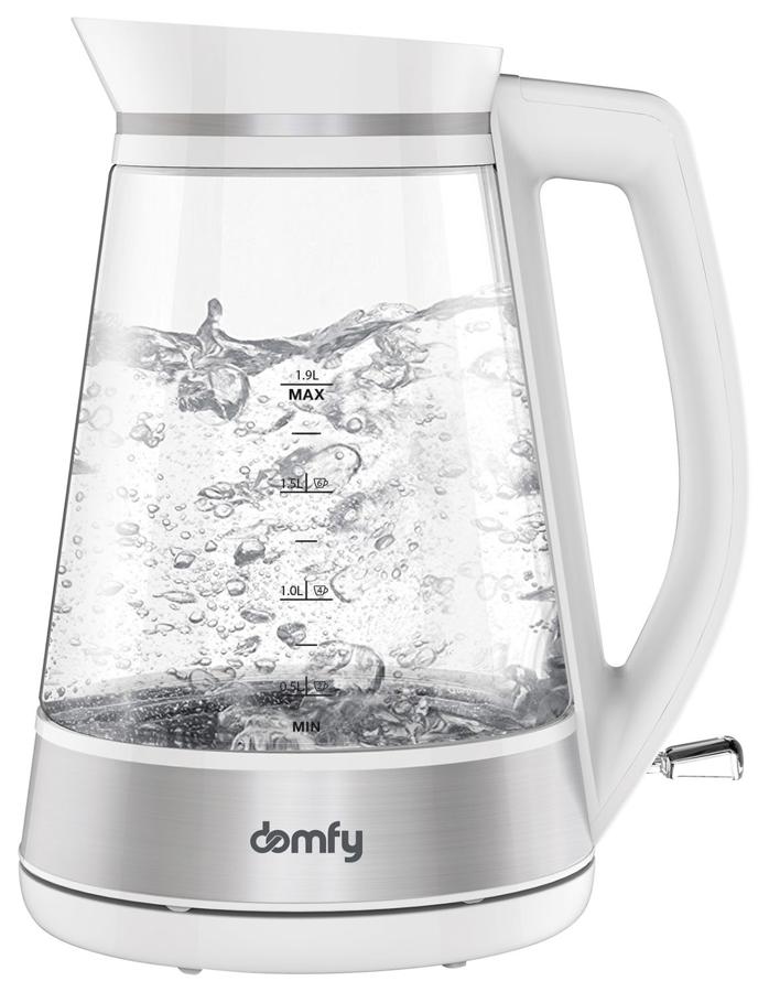 Чайник электрический Domfy DSW-EK505 1.9л. 3000Вт белый/прозрачный корпус: стекло/пластик