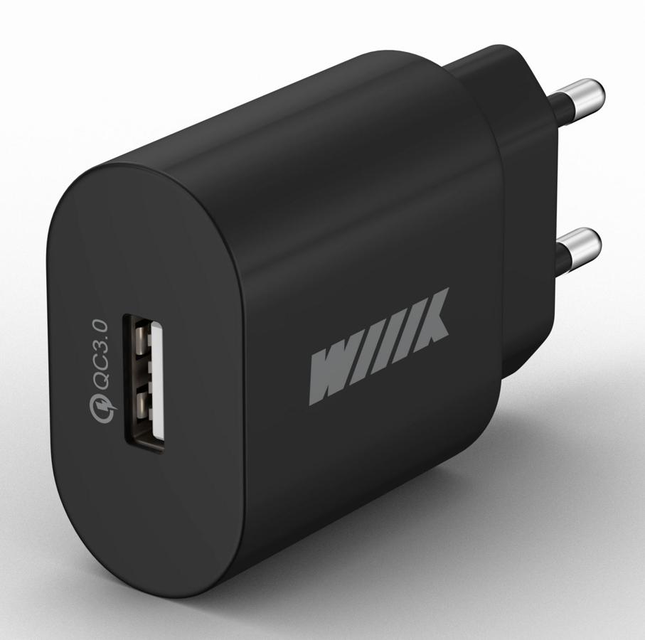 Сетевое зар./устр. Wiiix UNN-4-1-01-QC 3A (QC) USB универсальное черный