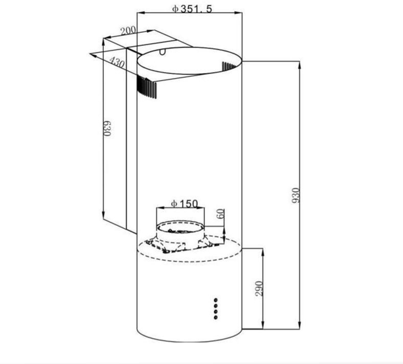Вытяжка каминная HomsAir Art 1050WL 35 черный управление: кнопочное (1 мотор)