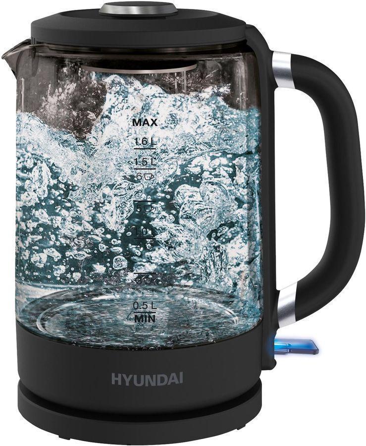 Чайник электрический Hyundai HYK-G3402 1.7л. 2200Вт серый/серебристый (корпус: стекло)