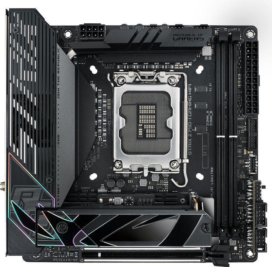 Материнская плата Asus ROG STRIX Z790-I GAMING WIFI Soc-1700 Intel Z790 2xDDR5 mini-ITX AC`97 8ch(7.1) 2.5Gg RAID+HDMI