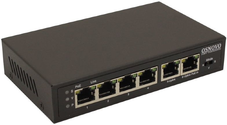 Коммутатор Osnovo SW-20600/D (L2) 6x100Мбит/с 4PoE 87W неуправляемый