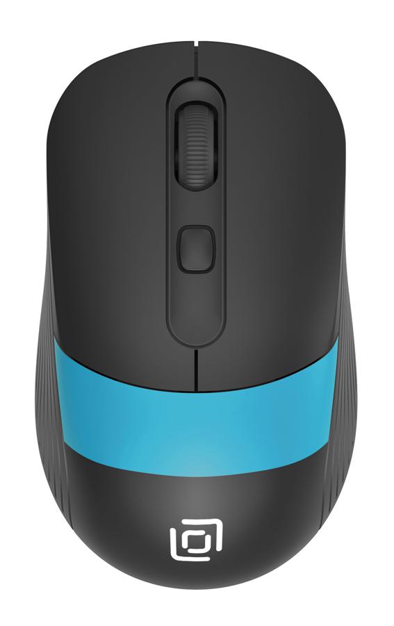 Мышь Оклик 310MW черный/синий оптическая (3200dpi) беспроводная USB для ноутбука (3but)