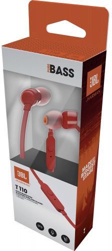Гарнитура внутриканальные JBL Tune 110 1.2м красный проводные в ушной раковине (JBLT110RED)