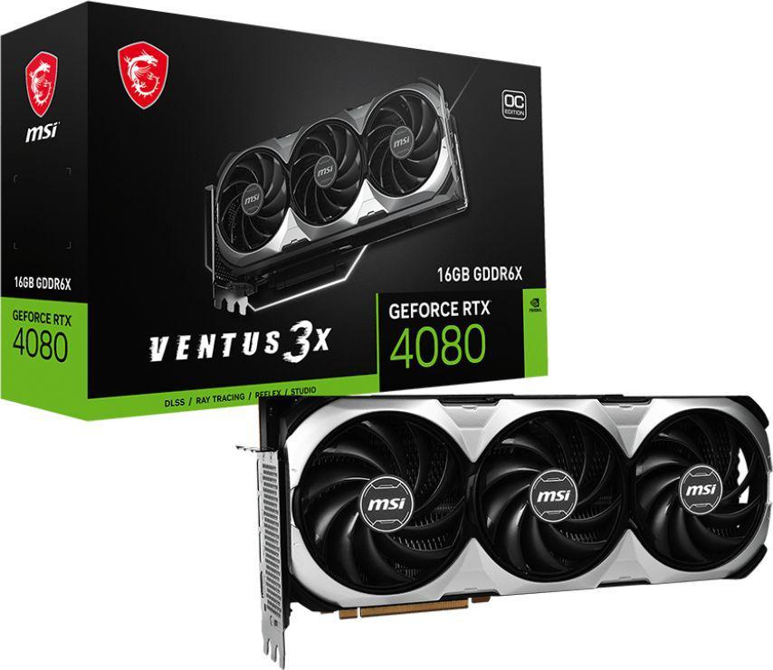 Видеокарта MSI PCI-E 4.0 RTX 4080 16GB VENTUS 3X OC NVIDIA GeForce RTX 4080 16384Mb 256 GDDR6X 2535/22400 HDMIx1 DPx3 HDCP Ret