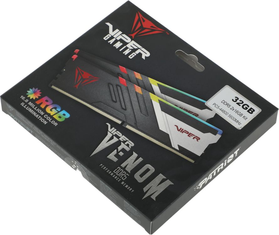 Память DDR5 2x16GB 5600MHz Patriot PVVR532G560C36K Viper Venom RGB RTL Gaming PC5-44800 CL36 DIMM UDIMM 288-pin 1.25В с радиатором Ret