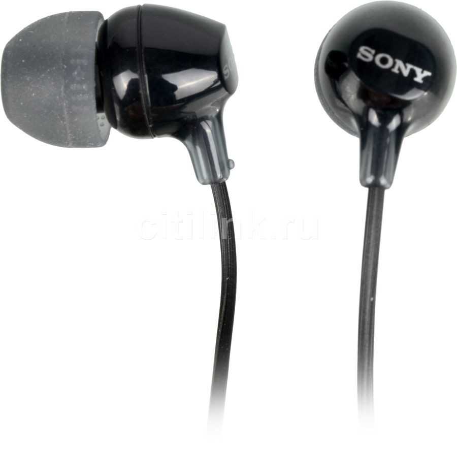Гарнитура вкладыши Sony MDR-EX15AP 1.2м черный проводные в ушной раковине