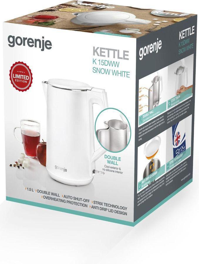 Чайник электрический Gorenje K15DWW 1.5л. 2200Вт белый корпус: пластик