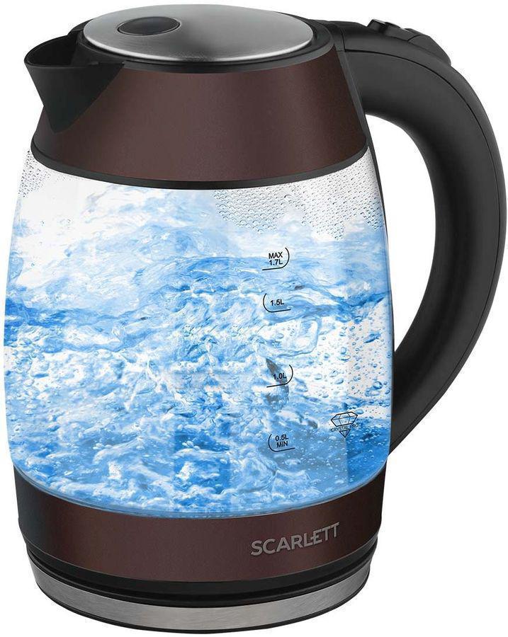 Чайник электрический Scarlett SC-EK27G100 1.7л. 2200Вт коричневый/черный корпус: стекло