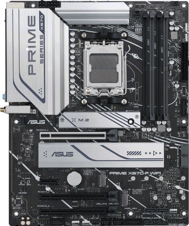 Материнская плата Asus PRIME X670-P WIFI SocketAM5 AMD X670 4xDDR5 ATX AC`97 8ch(7.1) 2.5Gg RAID+HDMI+DP