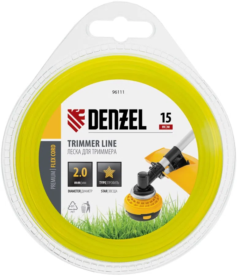 Леска для садовых триммеров Denzel 96111 d=2мм L=15м