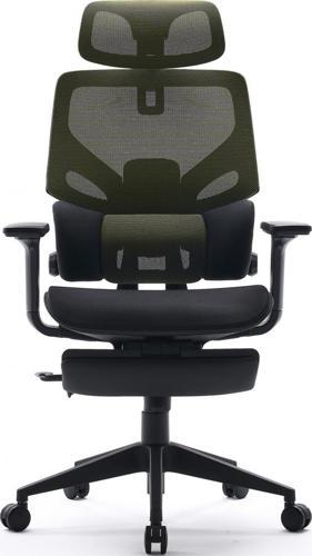 Кресло Cactus CS-CHR-MC01-LGNBK салатовый сиденье черный сетка/ткань с подголов. крестов. пластик подст.для ног