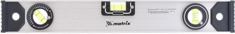 Уровень Matrix 34020 пузырьковый 3глаз. литой серебристый/черный