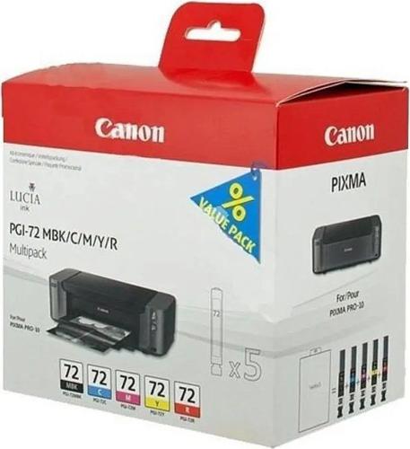 Картридж струйный Canon PGI-72 MBK/C/M/Y/R 6402B009 черный матовый/голубой/пурпурный/желтый/красный набор (1640стр.) (13мл) для Canon PRO-10