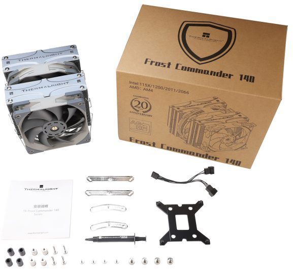 Устройство охлаждения(кулер) Thermalright Frost Commander 140 Soc-AM5/AM4/1151/1200/2066/2011/1700 серый 4-pin 29.6dB Al+Cu 1000gr Ret (FC-140)