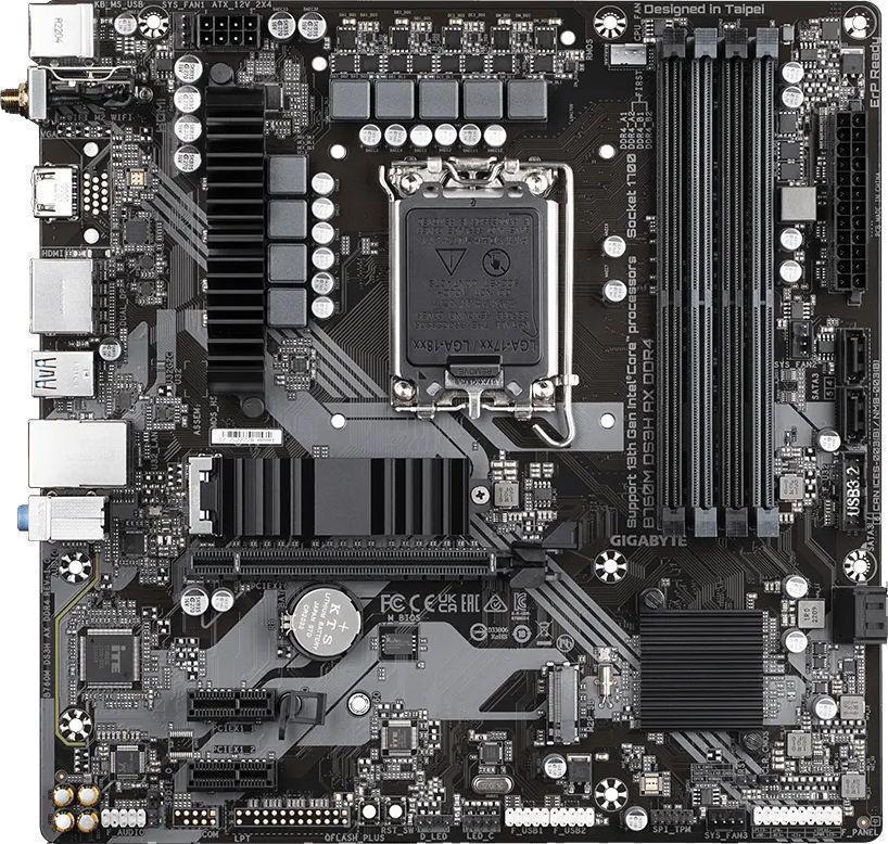 Материнская плата Gigabyte B760M DS3H AX DDR4 Soc-1700 Intel B760 4xDDR4 mATX AC`97 8ch(7.1) GbLAN RAID+HDMI+DP