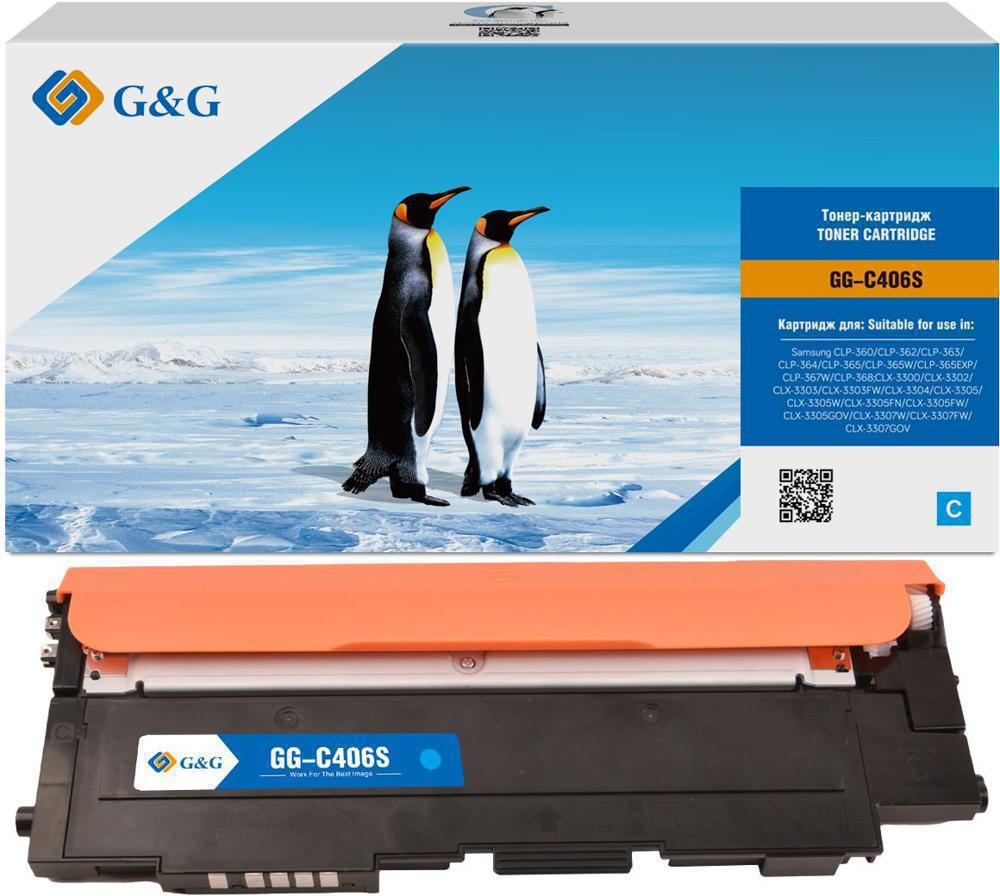 Картридж лазерный G&G GG-C406S голубой (1000стр.) для Samsung CLP-360/362/363/364/365/367/368 CLX-3300/3302/3303/3304/3305/3307