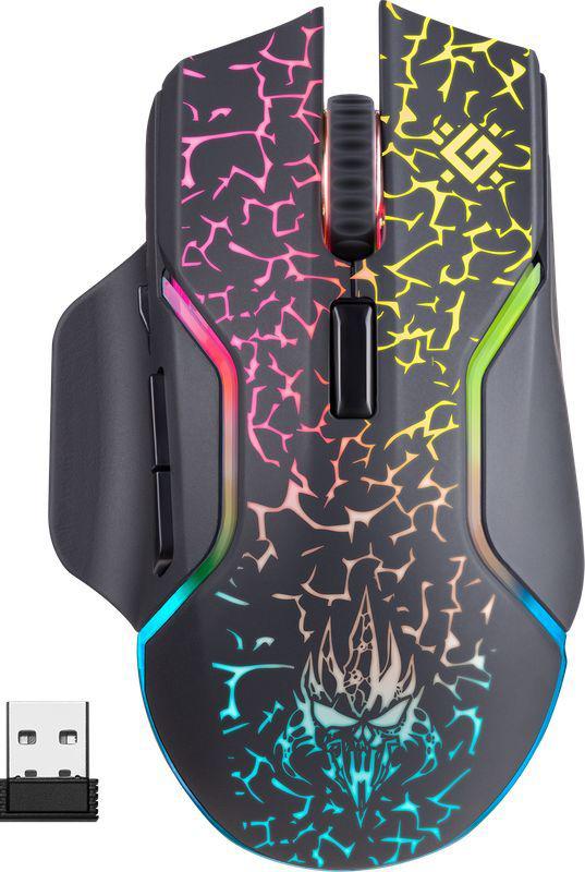 Мышь Defender Oneshot GM-067 черный оптическая 3200dpi беспров. USB 6but (52067)