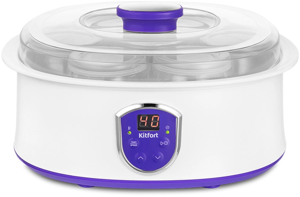 Йогуртница Kitfort КТ-2088-1 20Вт 7б. 180мл упр.:электрон. белый/фиолетовый