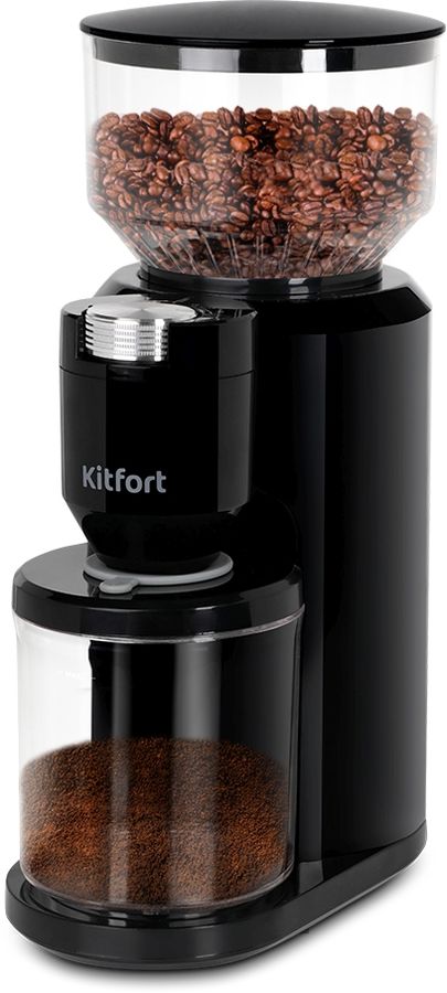 Кофемолка Kitfort КТ-7117 150Вт сист.помол.:жернова вместим.:200гр черный