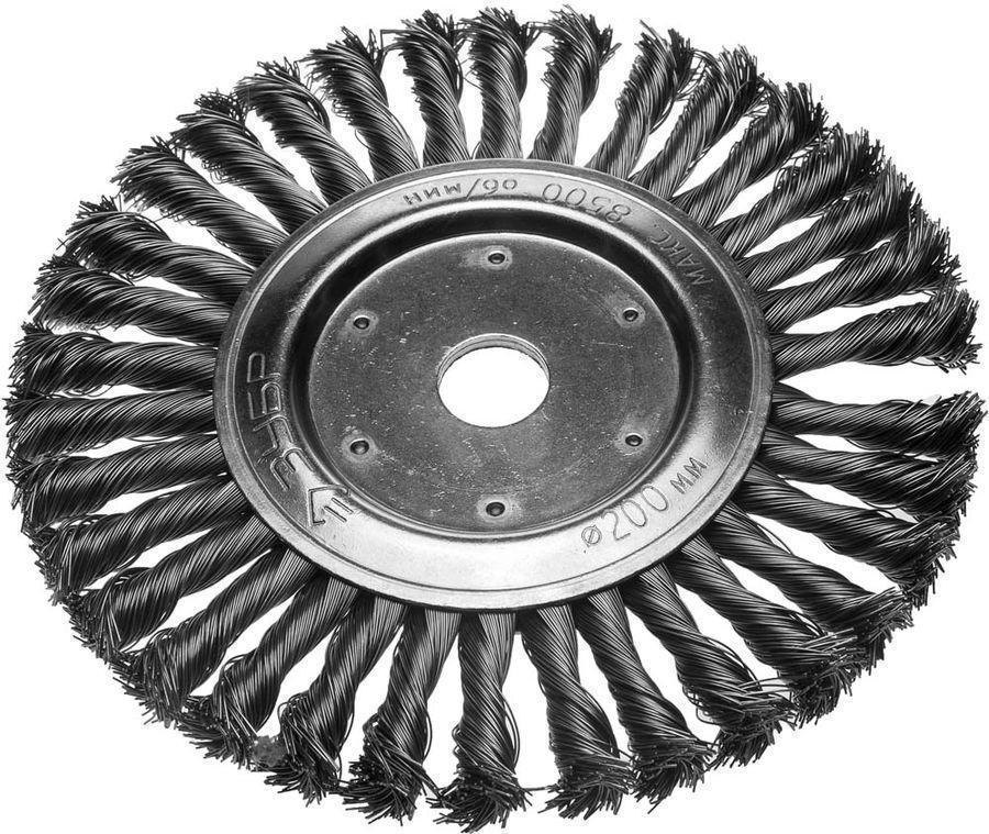 Щетка дисковая по дер./мет. Зубр 35190-200_z01 d=200мм d(посад.)=22.2мм (угловые шлифмашины)