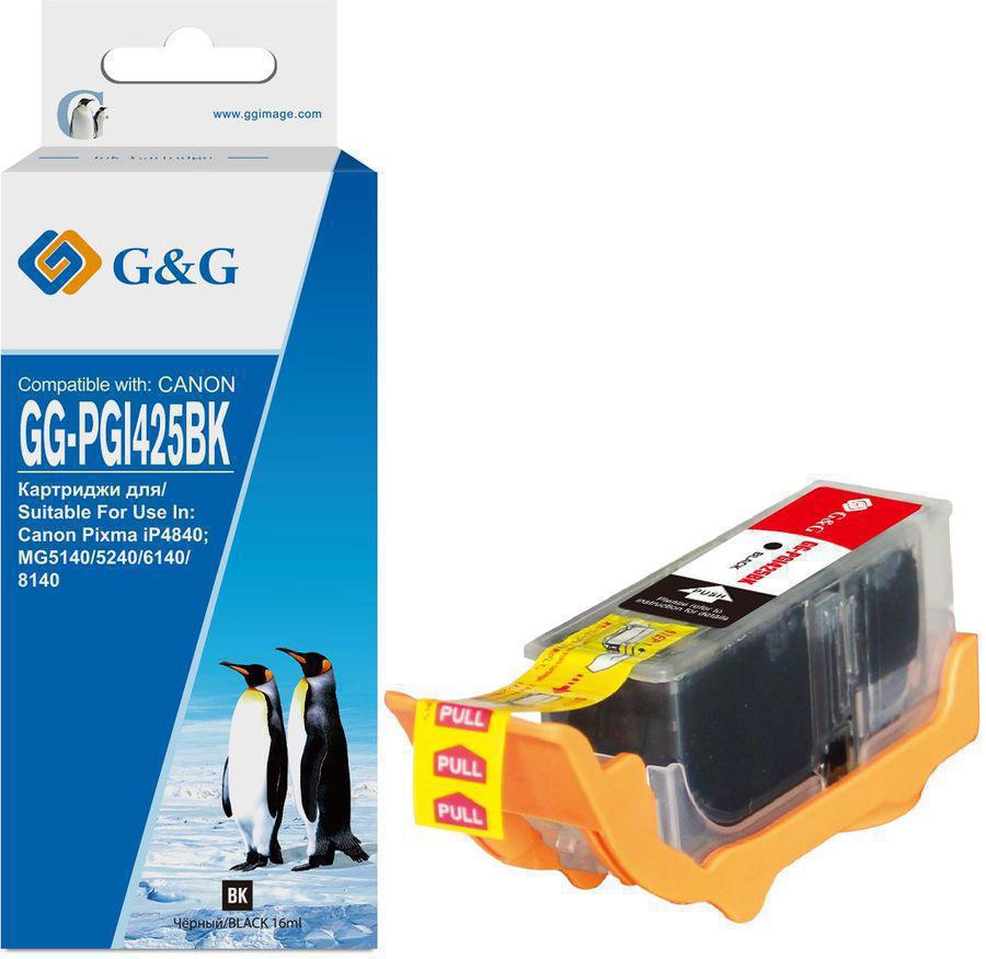 Картридж струйный G&G GG-PGI425BK черный (16мл) для Canon Pixma iP4840/MG5140/5240/6140/8140/MX884