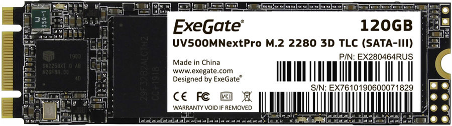 Накопитель SSD Exegate SATA III 120Gb EX280464RUS UV500TS120 Professional M.2 2280