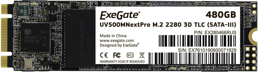 Накопитель SSD Exegate SATA III 480Gb EX280466RUS UV500TS480 Professional M.2 2280