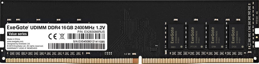 Память DDR4 16Gb 2400MHz Exegate EX283086RUS Value OEM PC4-19200 CL17 DIMM 288-pin 1.2В OEM