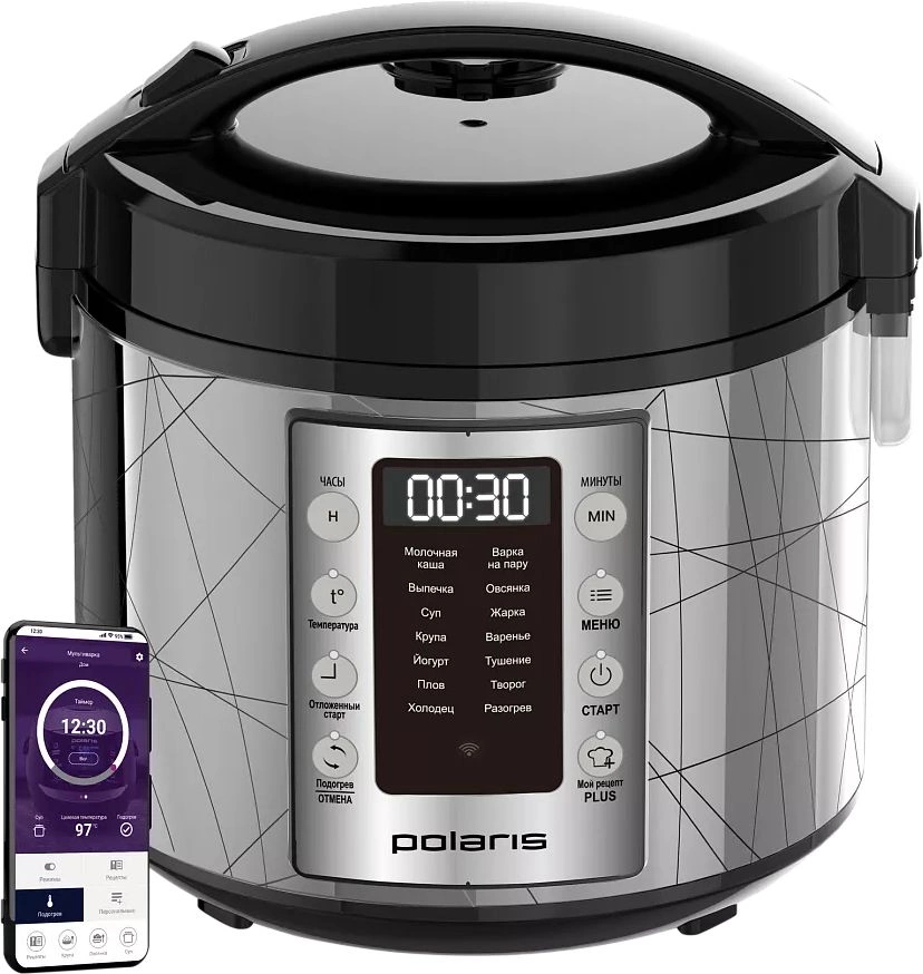 Мультиварка Polaris IQ Home PMC 5020 Wi Fi 5л 750Вт серебристый/черный