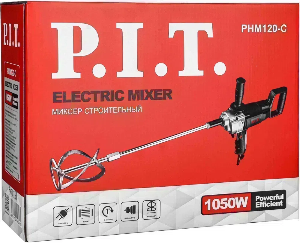 Дрель-миксер P.I.T. PHM120-C 1050Вт ключевой реверс