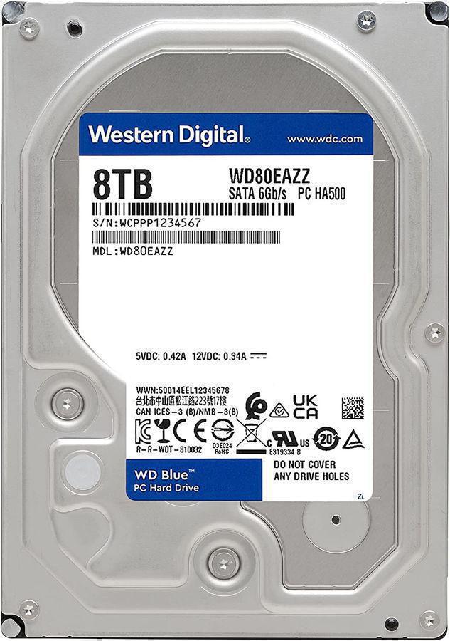 Жесткий диск WD SATA-III 8TB WD80EAZZ Desktop Blue (5640rpm) 128Mb 3.5"