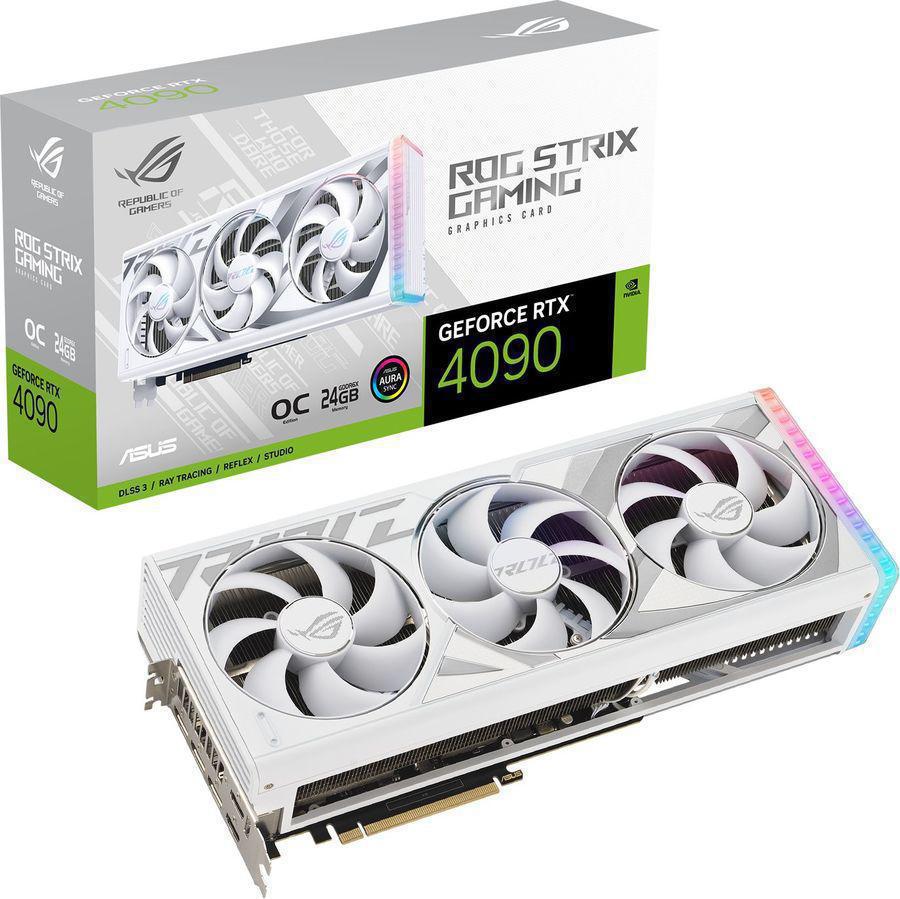 Видеокарта Asus PCI-E 4.0 ROG-STRIX-RTX4090-O24G-WHITE NVIDIA GeForce RTX 4090 24576Mb 384 GDDR6X 2610/21000 HDMIx2 DPx3 HDCP Ret